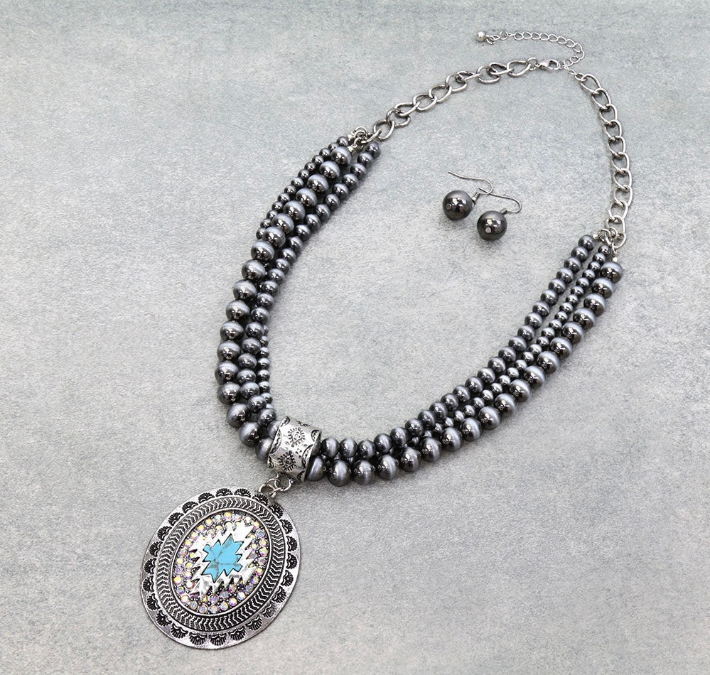 Large Southwest Aztec layer neckalce