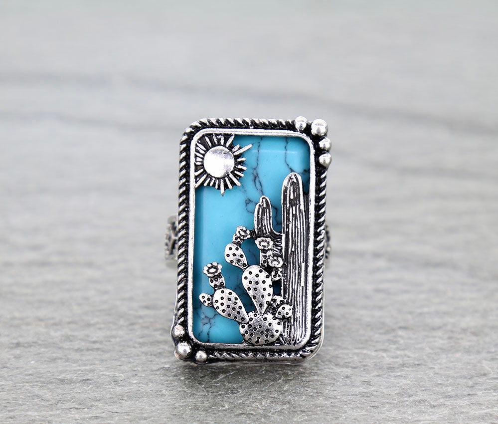 Western Desert Cactus stretch ring – Southwest Bedazzle