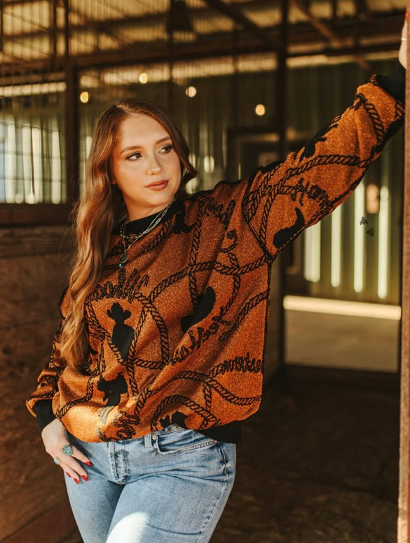 (( ONLY L/XL))   Copper Cowboy sweater  Reversible