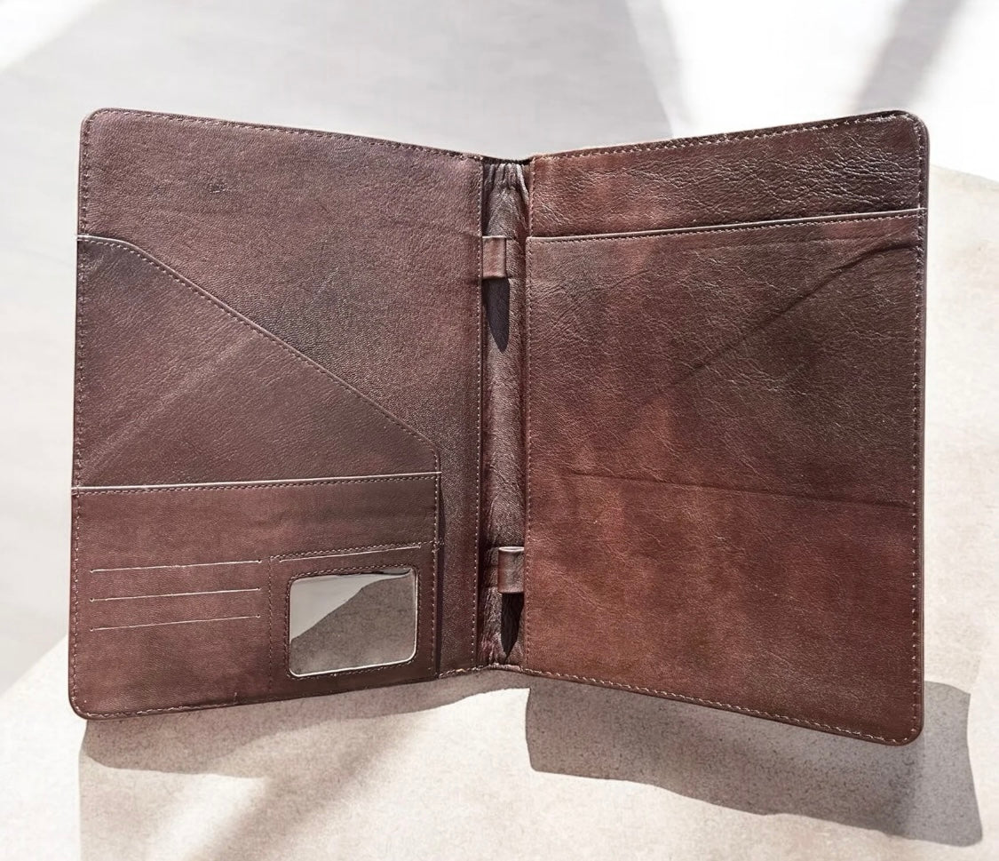 Tooled leather folder porfolio