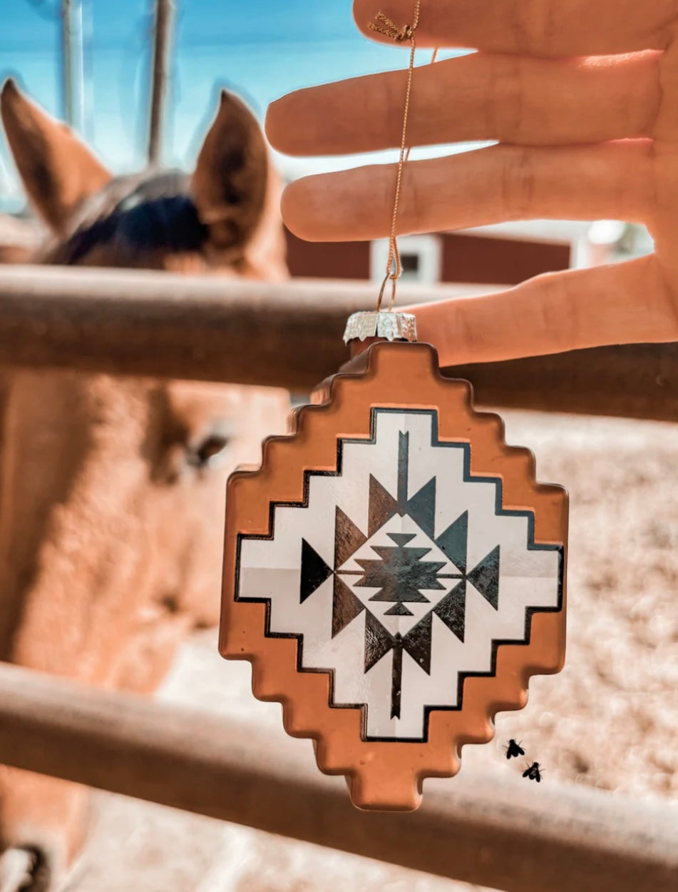Blown glass tinsel Taos Christmas ornament