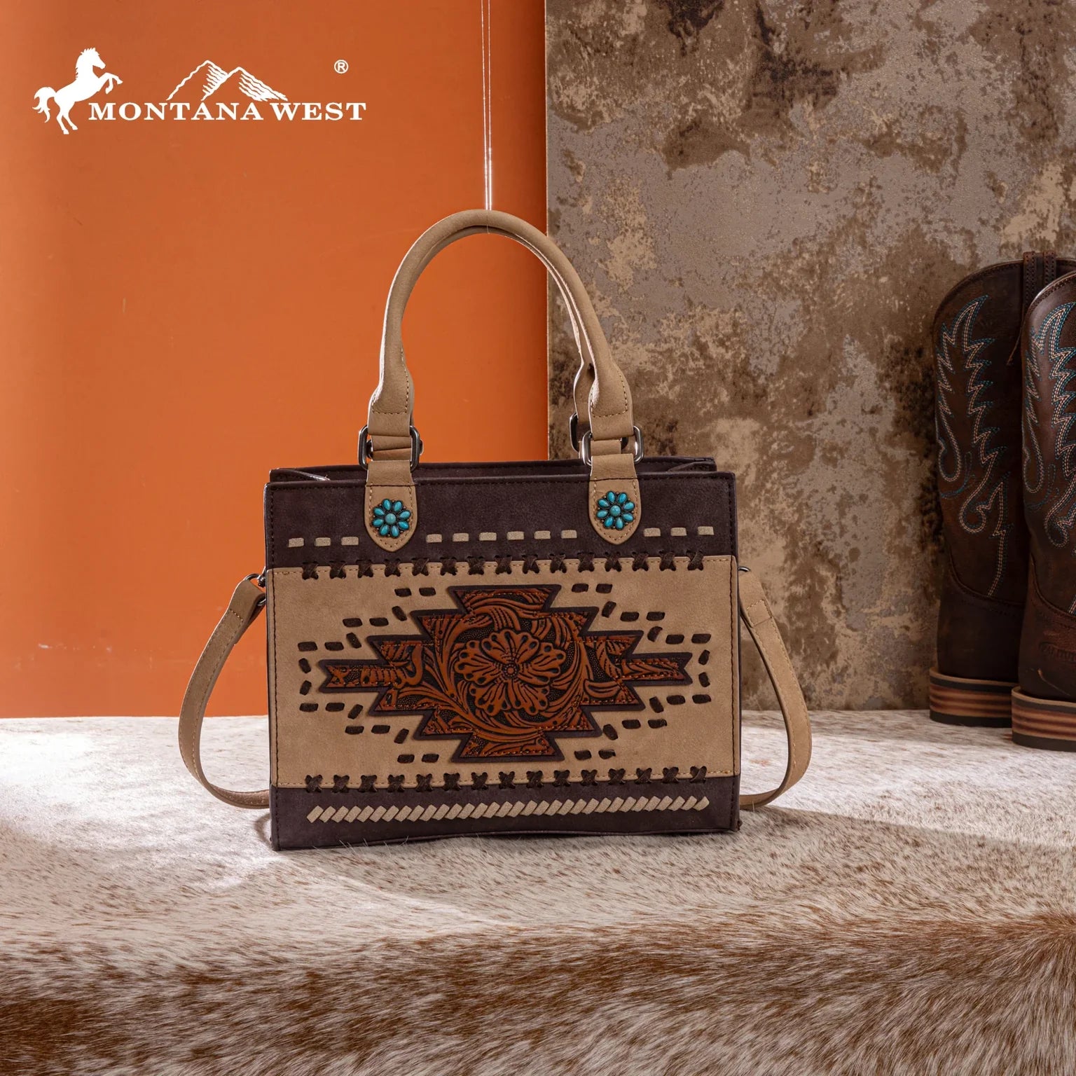 Embossed Aztec small crossbody