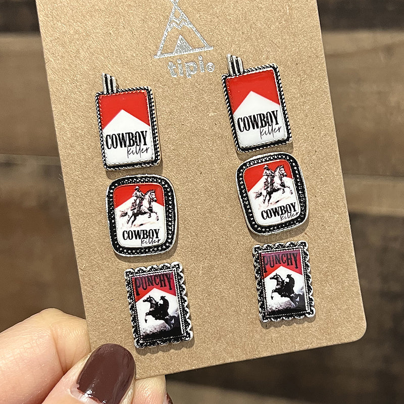 3 pack Western earrings