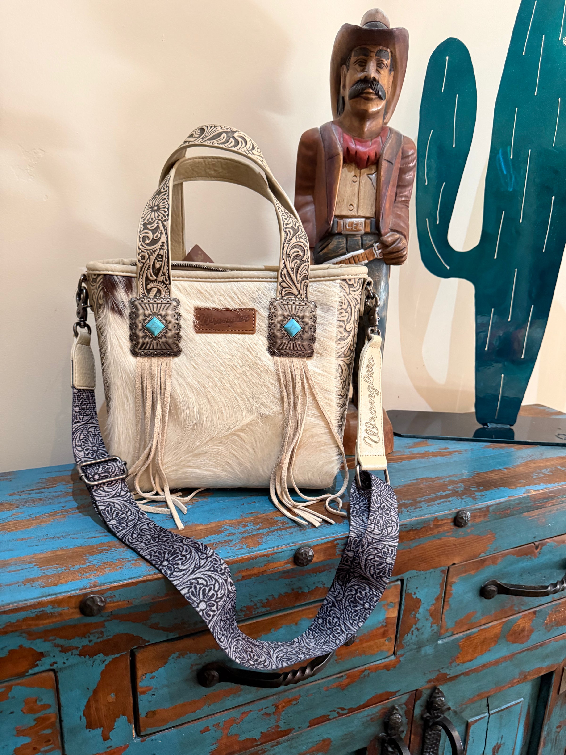 Wrangler Cowhide crossbody Tote purse