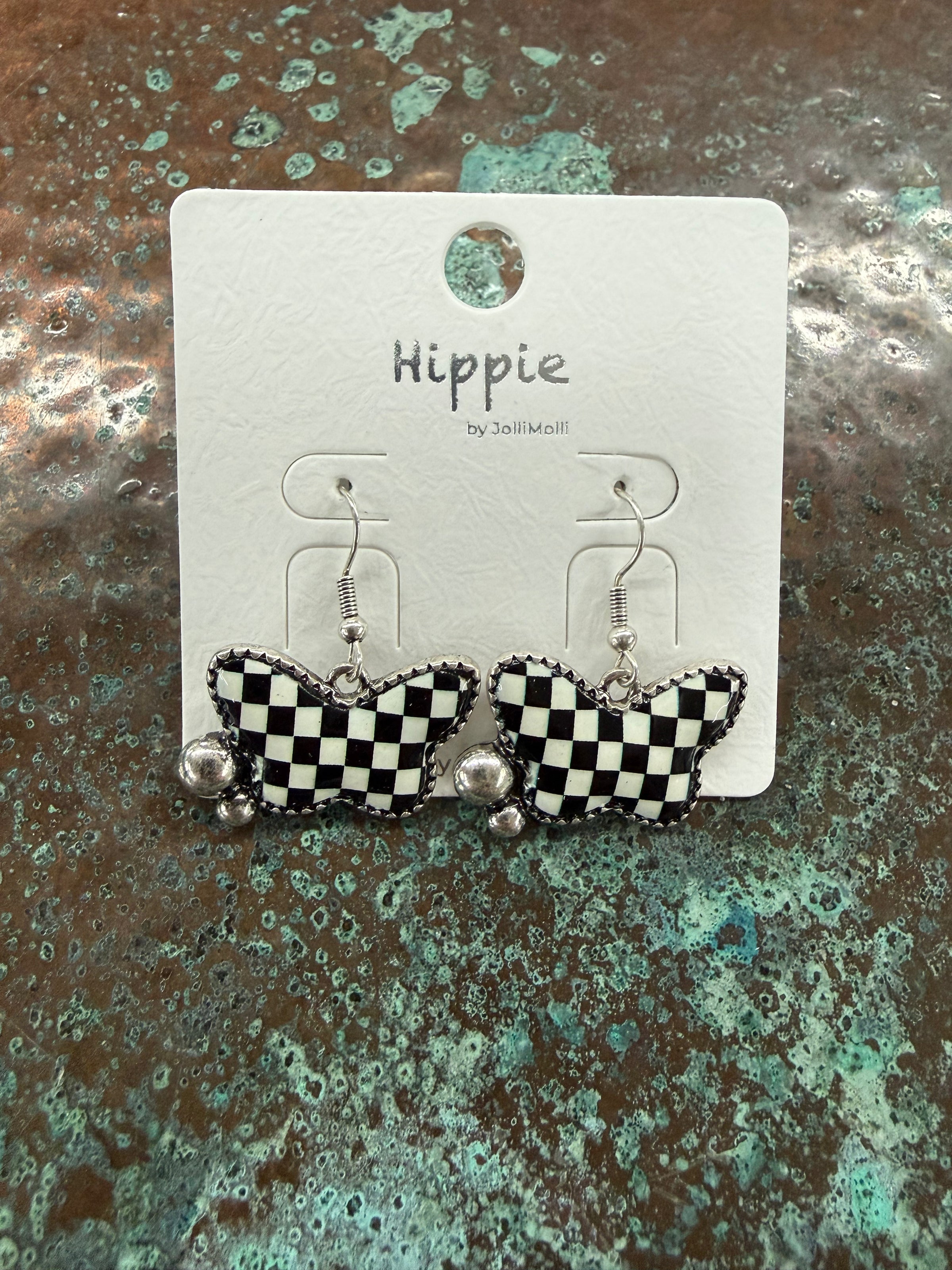 Checkered Butterfly earrings