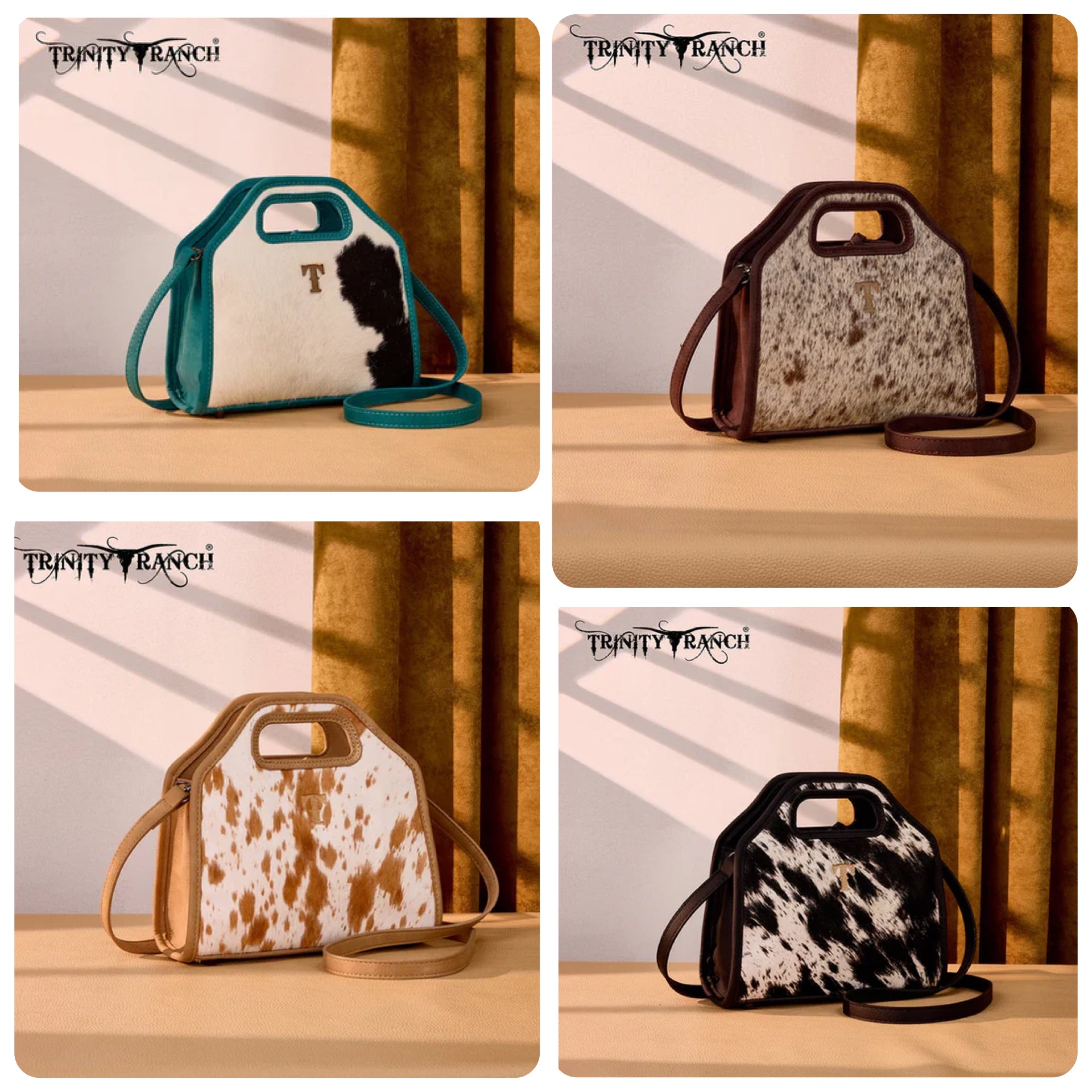 Trinity Ranch Cowhide crossbody purse