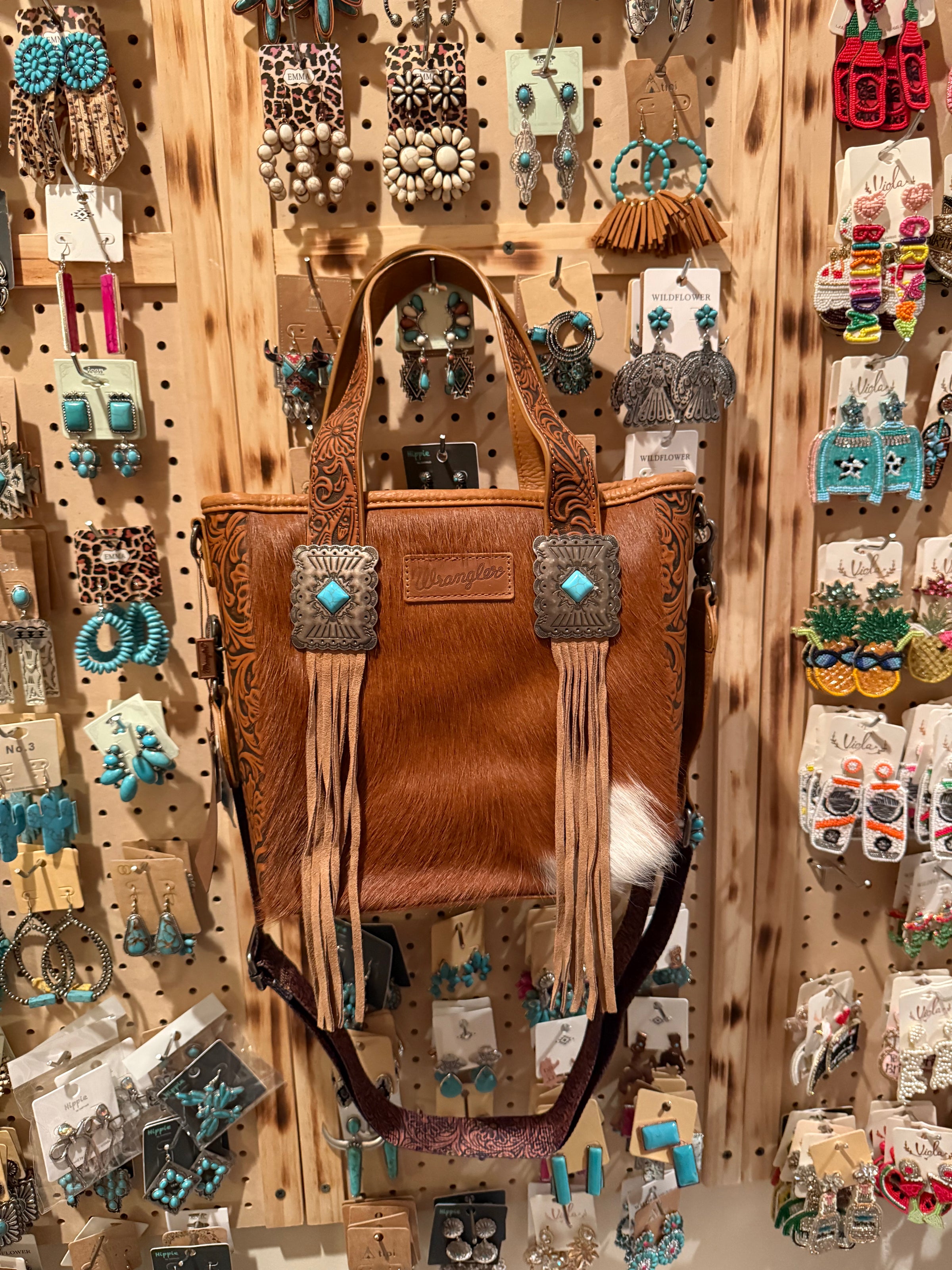 Wrangler Cowhide crossbody Tote purse