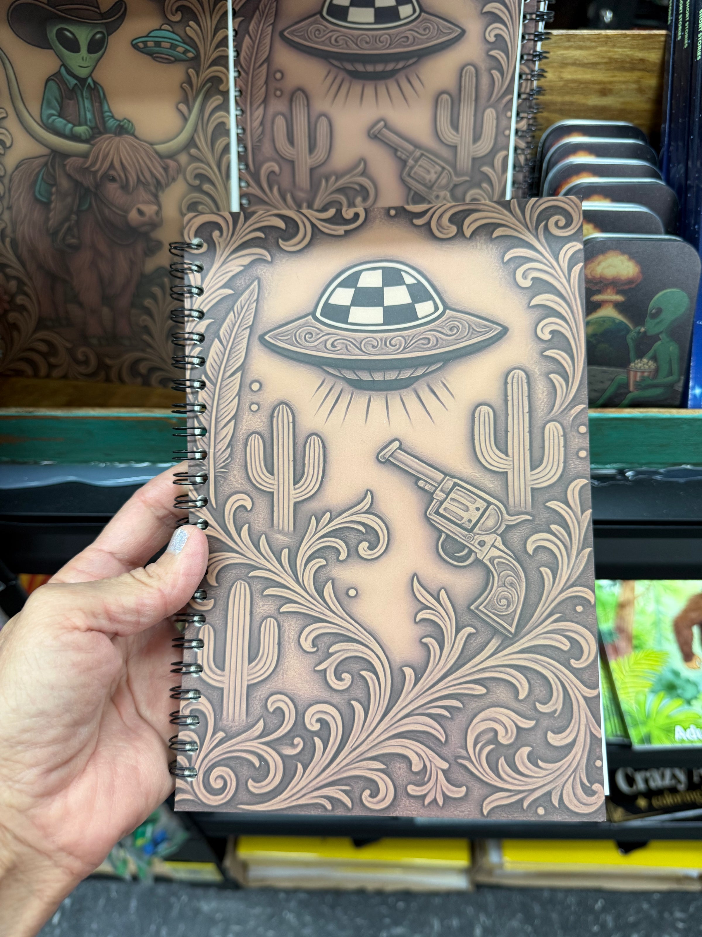 Alien notebook with paper