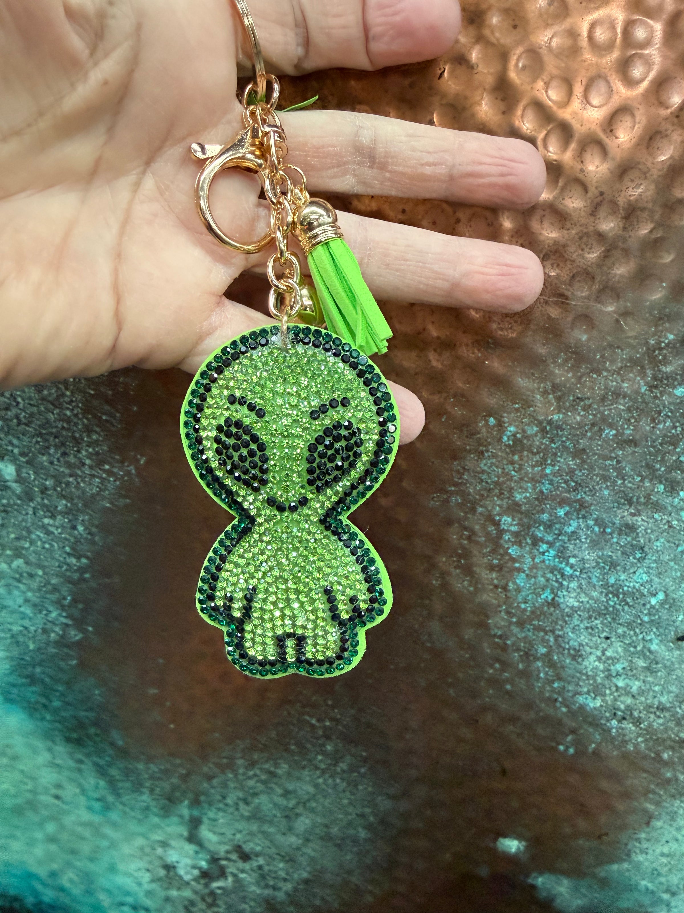 Beaded alien keychain