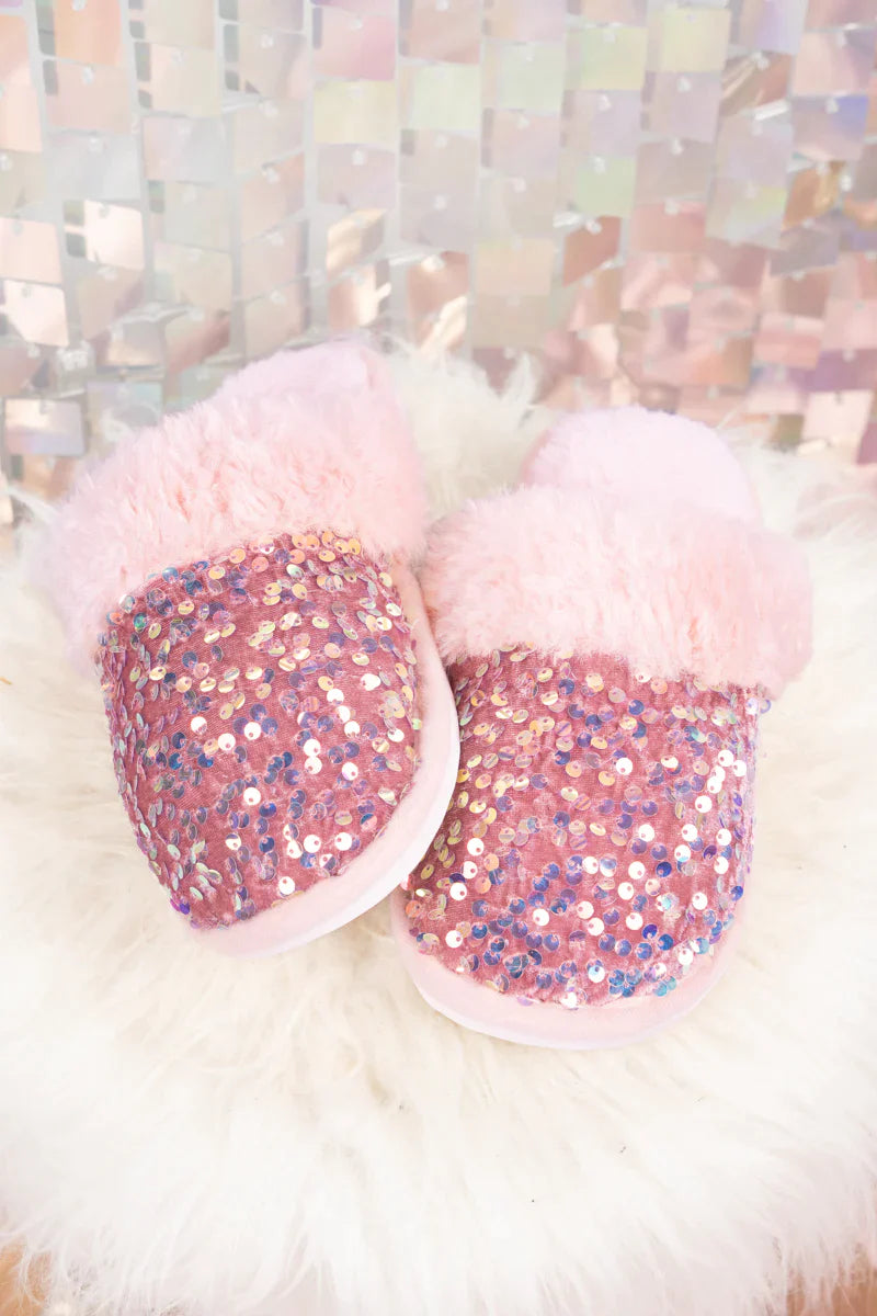 Sequin Slippers in pink
