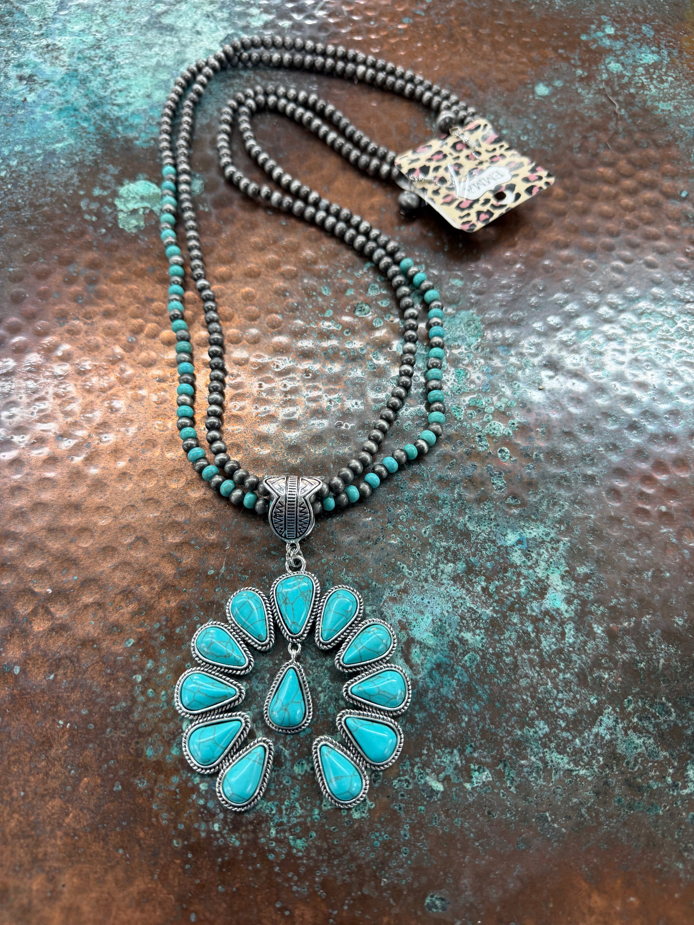 Southwestern Turquoise stone Long Necklace