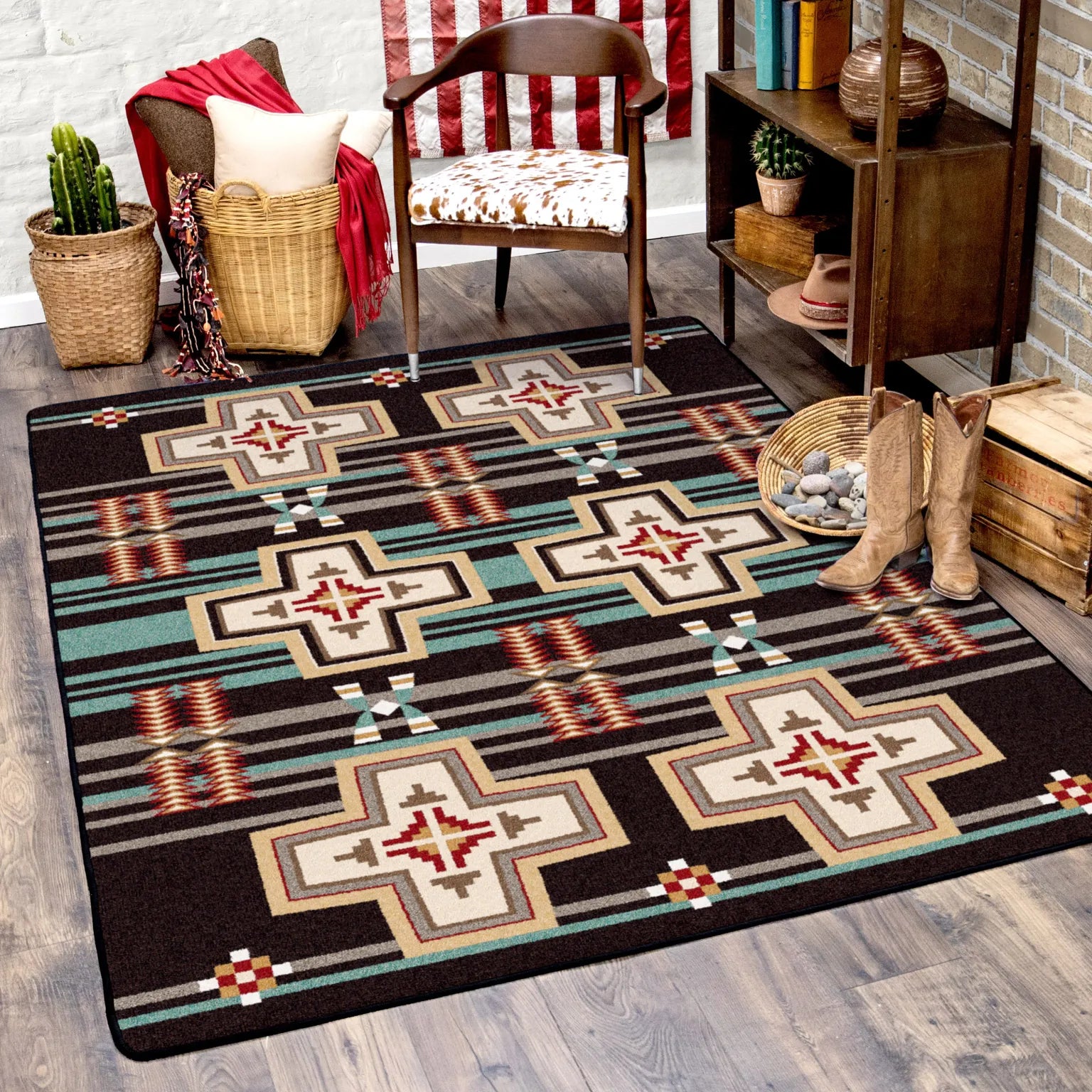 Grand River black area rug