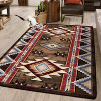 Bow strings brown area rug
