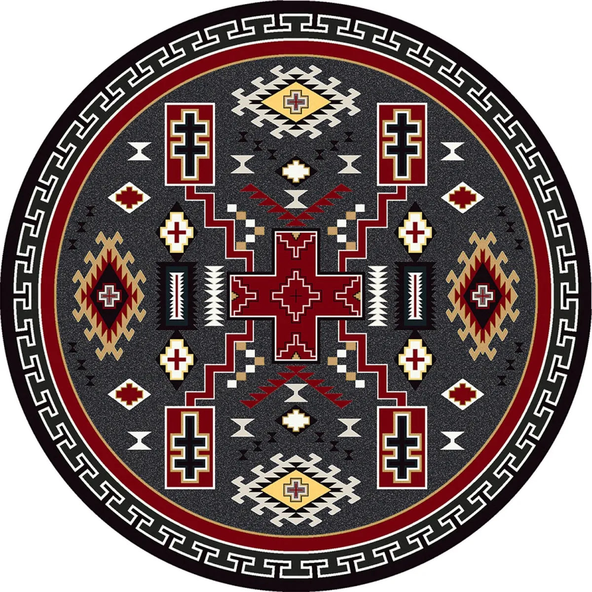 Double cross grey area rug