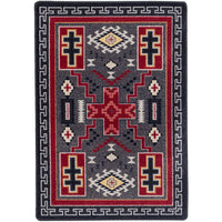 Double cross grey area rug