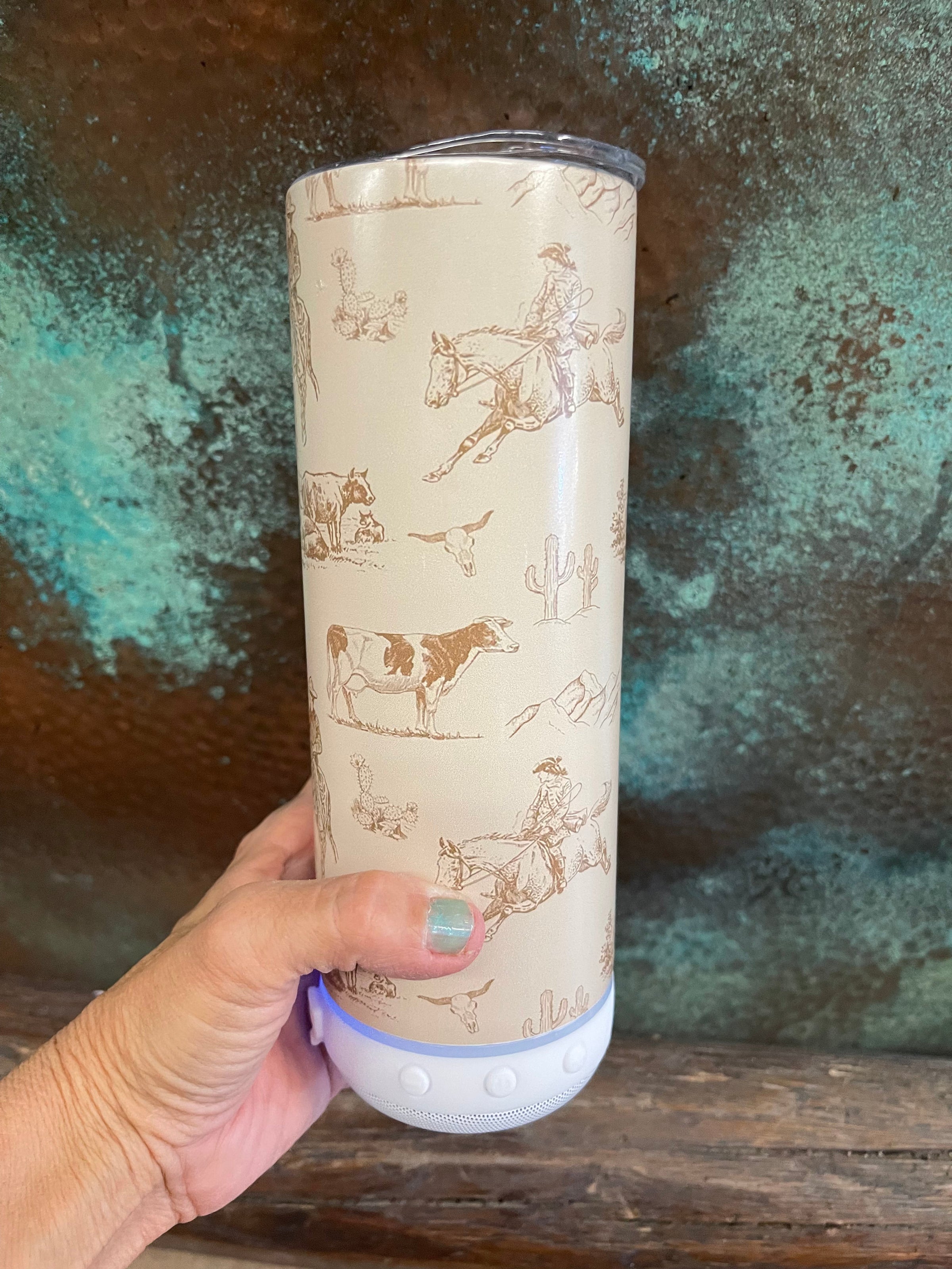 BLUETOOTH Western 30oz stainless tumbler MUSIC && LIGHTS