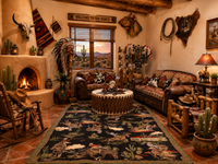Retro cowboy green & black area RUG
