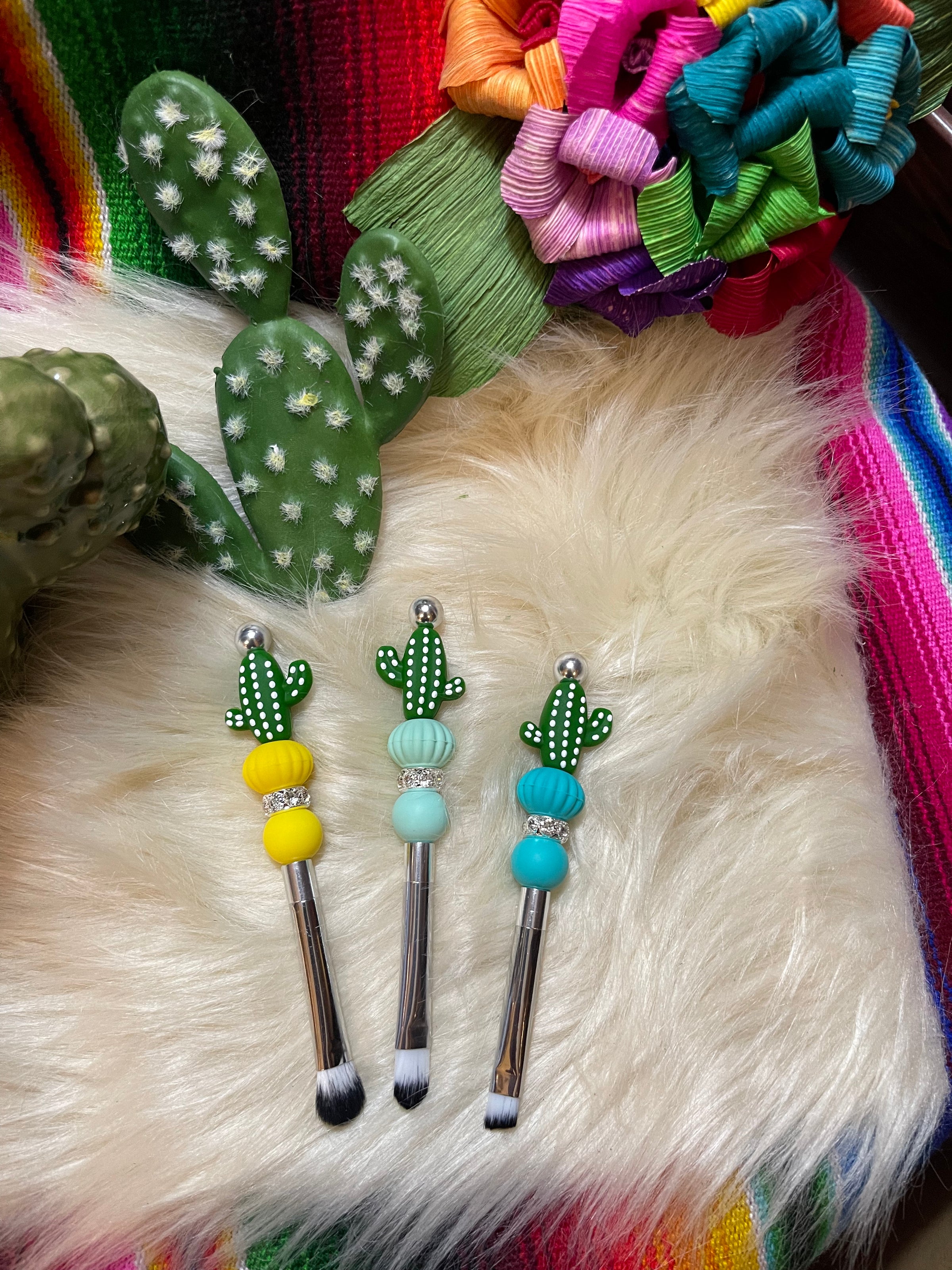 3pc cactus make up brush set