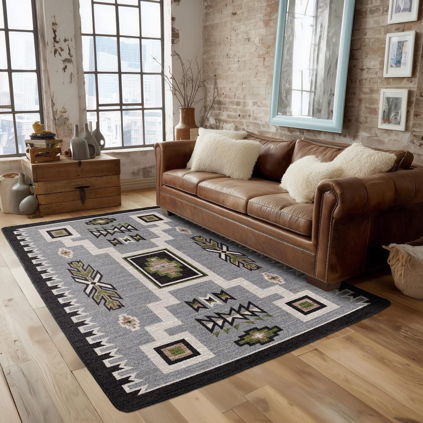 Old crow olive area RUG – Southwest Bedazzle
