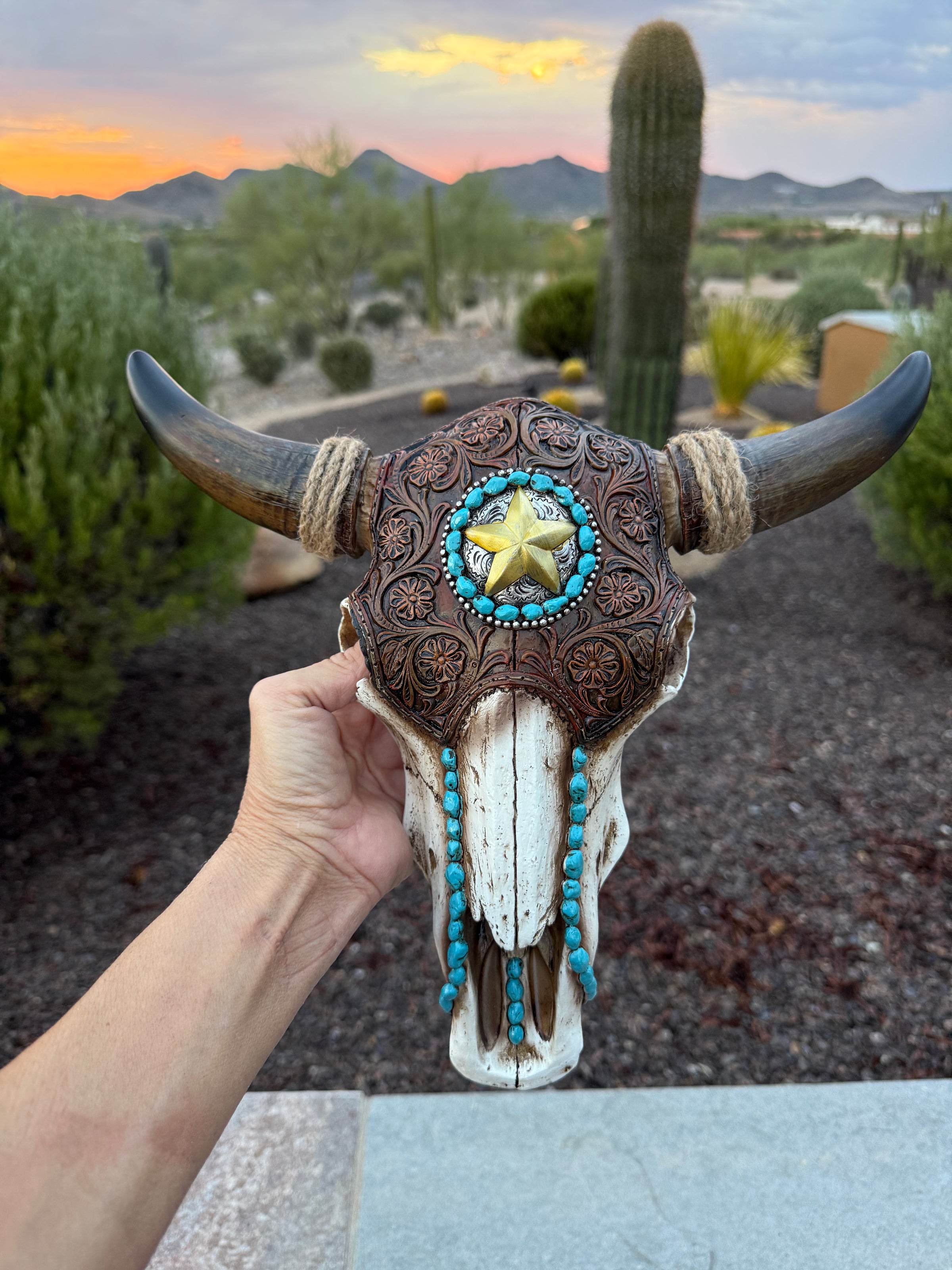 13” Resin Western Cow skull wall decor