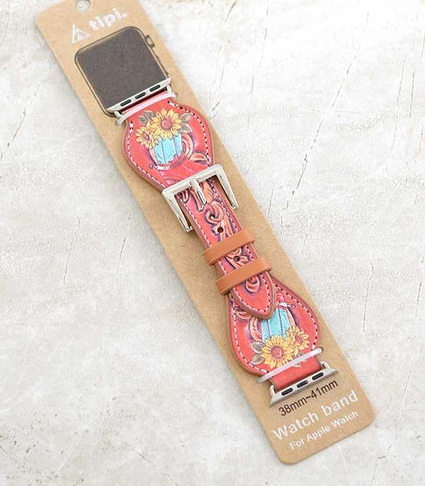 Southwest Apple WATCH BAND  Hand painted on leather
