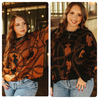 (( ONLY L/XL))   Copper Cowboy sweater  Reversible