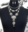 3 Layer Western concho necklace silver