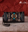 Aztec embroidered wallet wristlet   Coffee