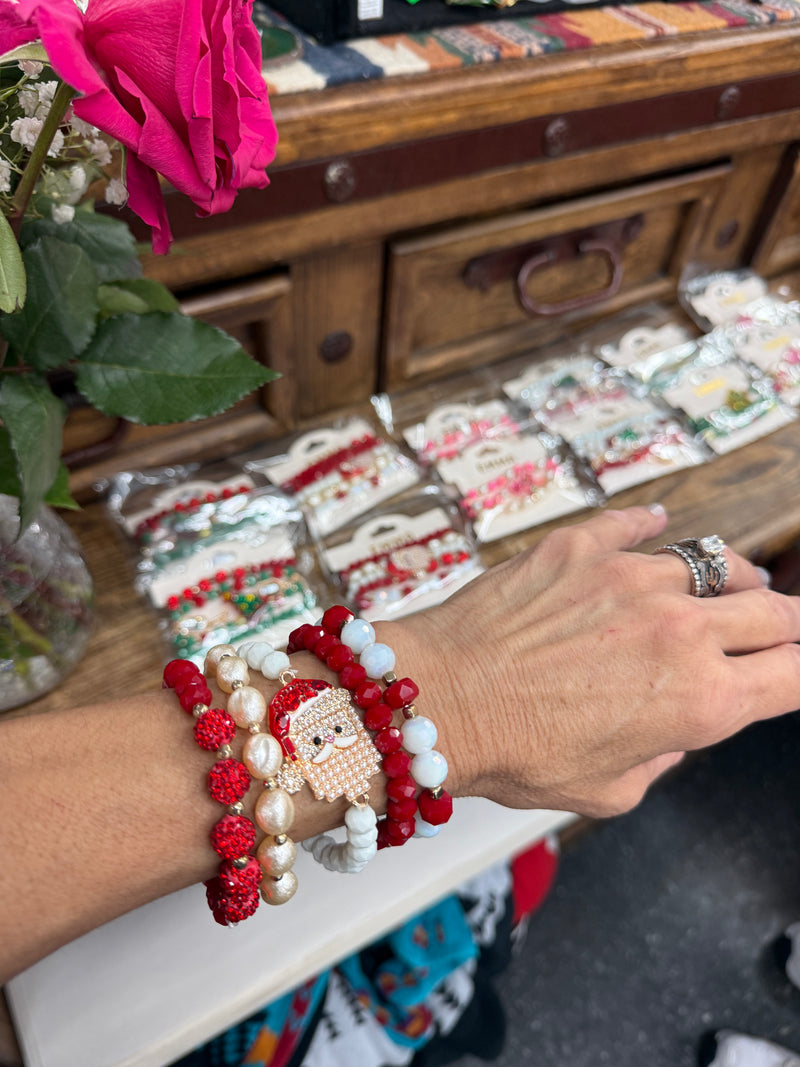 Santa Christmas bracelet stack