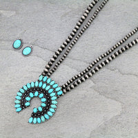 Long Western Navajo squash blossom necklace