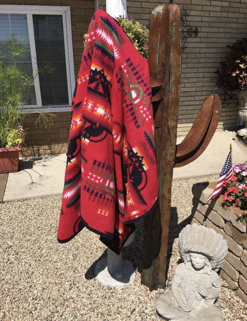 Arizona Aztec BLANKET  red Southwest Bedazzle blankets/slippers