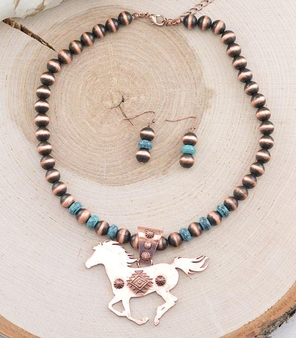 Aztec copper horse necklace Southwest Bedazzle jewelz