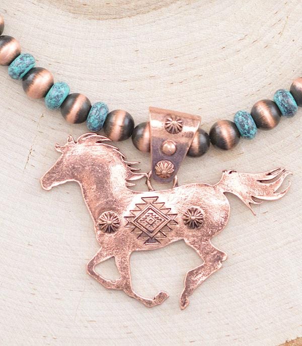 Aztec copper horse necklace Southwest Bedazzle jewelz