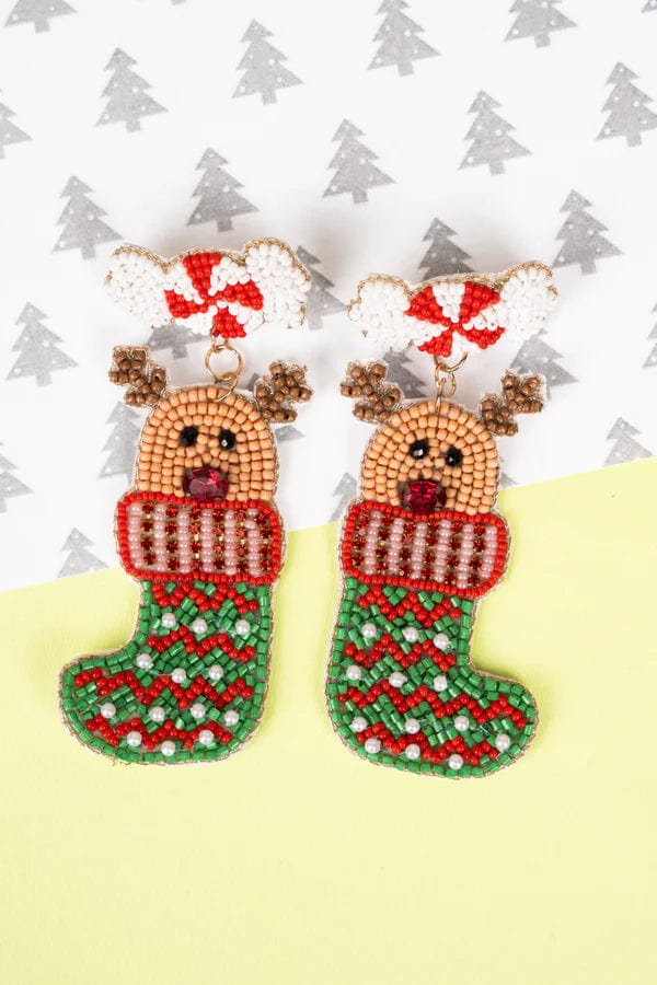 Beaded Christmas earrings Southwest Bedazzle jewelz