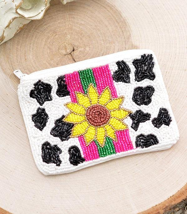 Beaded coin clutch   SUNFLOWER COW Southwest Bedazzle jewelz