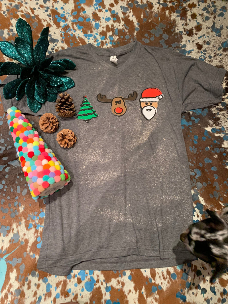 Bleached Christmas tee Southwest Bedazzle clothing