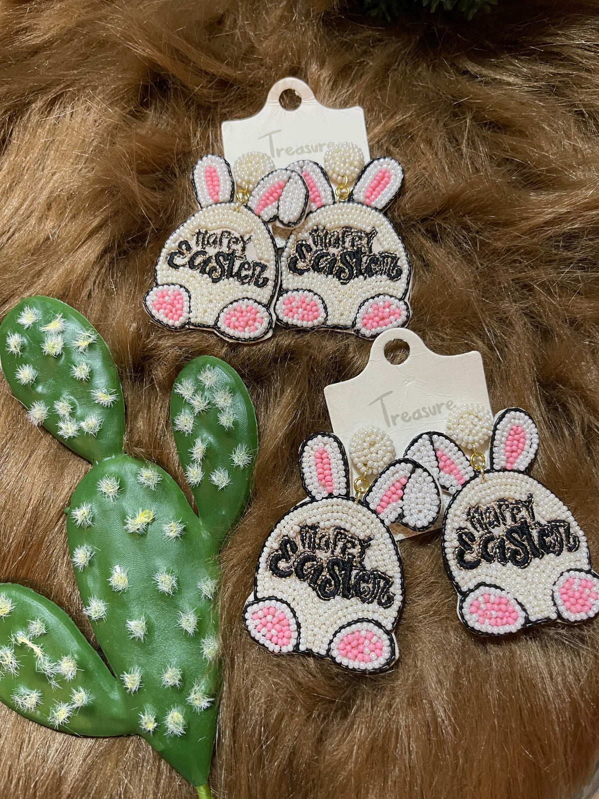 Bunny Happy Easter earrings Southwest Bedazzle jewelz
