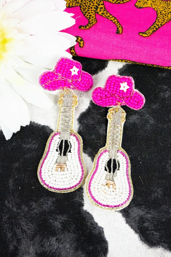Cowgirl guitar earrings Southwest Bedazzle jewelz