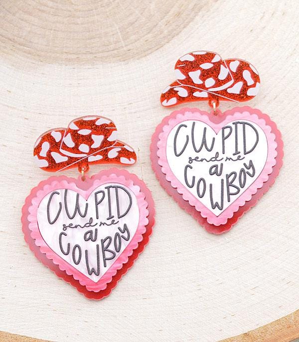 Cupid Valentine Cowboy earrings Southwest Bedazzle jewelz