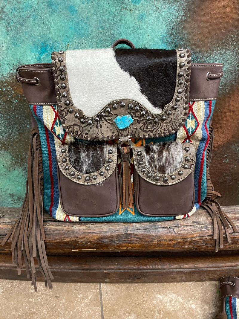 Giddy up Cowhide backpack  Brown Southwest Bedazzle cowhide stuff