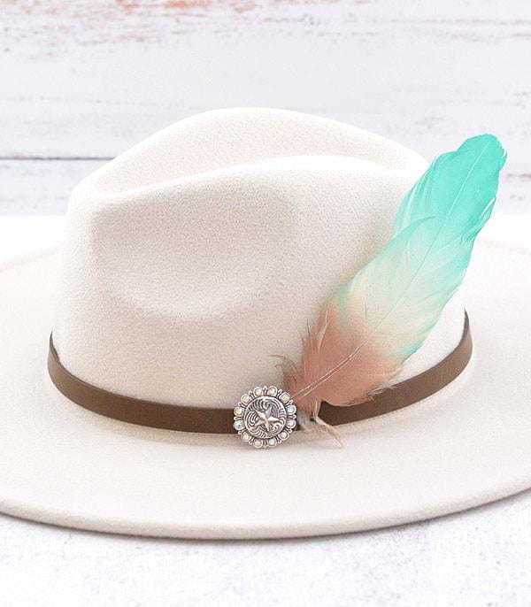 HAT FEATHER PIN   Turquoise ombre Southwest Bedazzle jewelz