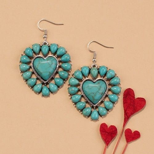 Heart turquoise earrings Southwest Bedazzle jewelz