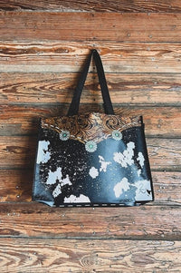 Large Arizona crazy tooled cow tote Southwest Bedazzle sw fiesta bags