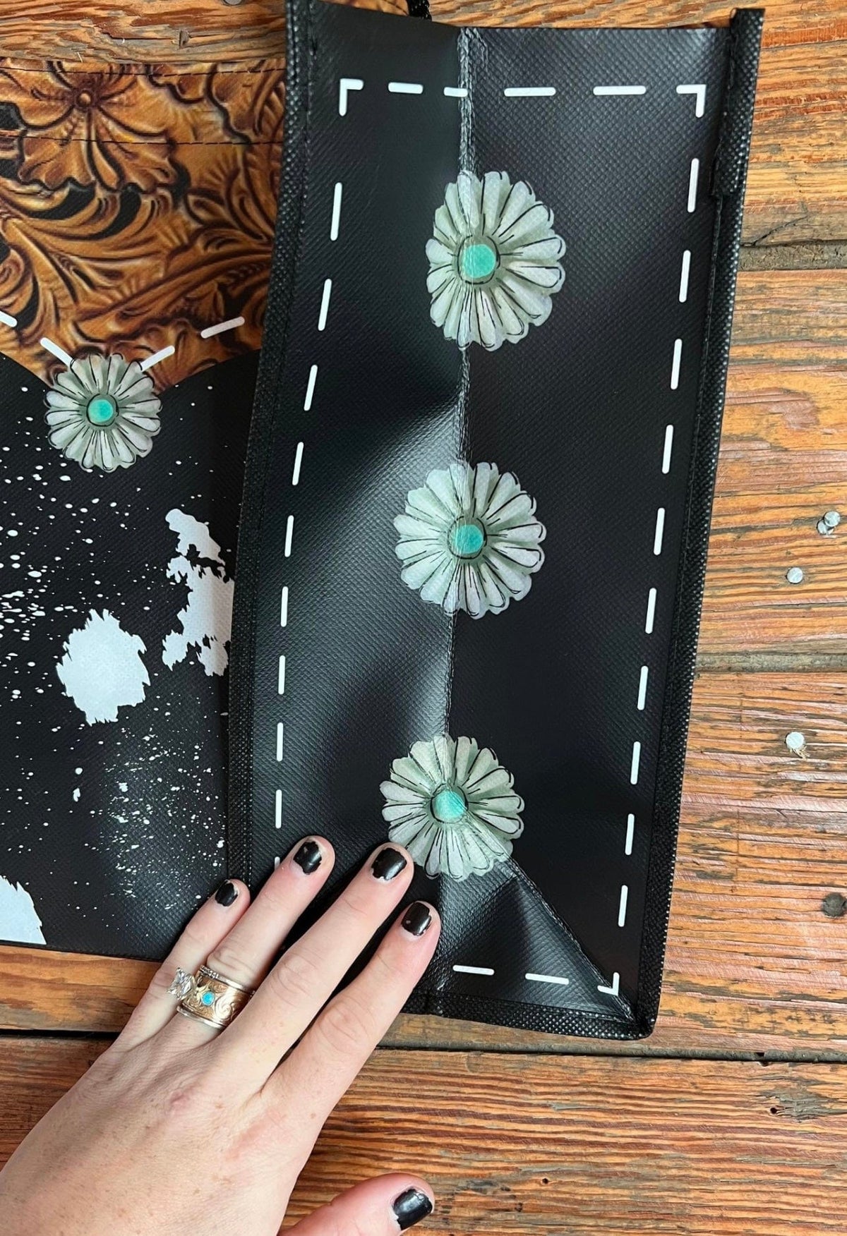 Large Arizona crazy tooled cow tote Southwest Bedazzle sw fiesta bags