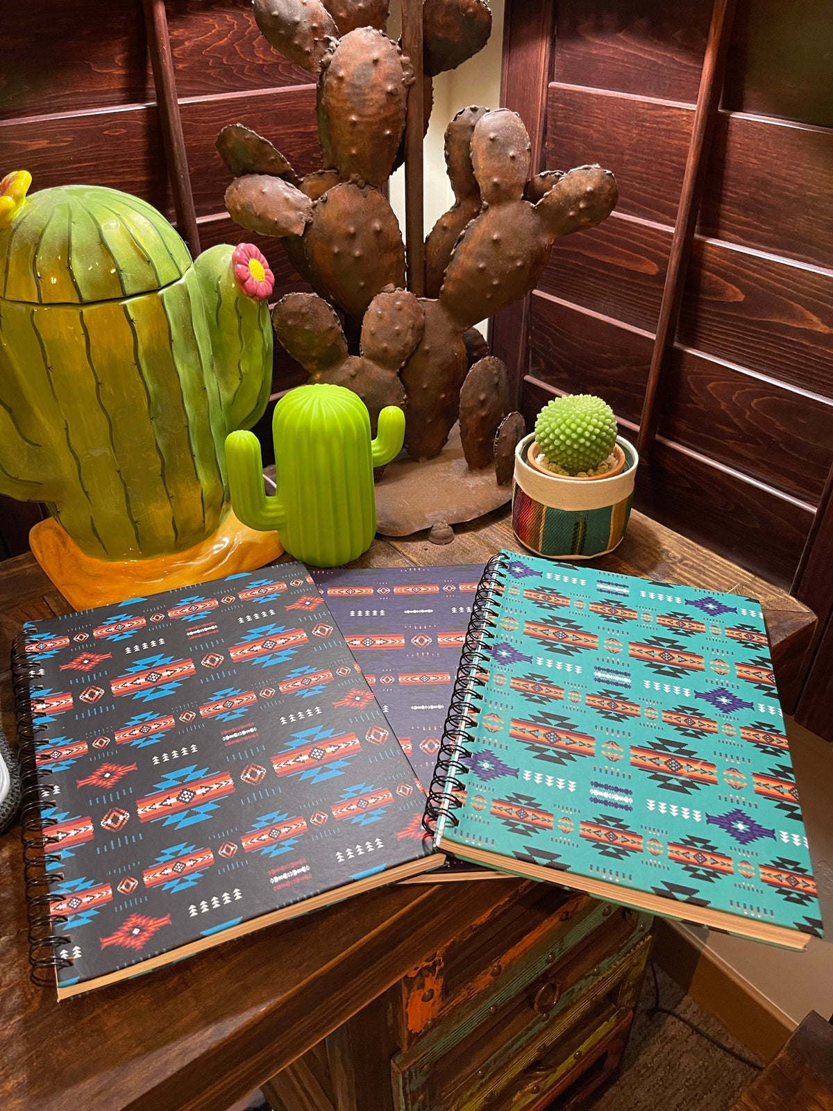 Large Hard cover Aztec spiral notebook with paper Southwest Bedazzle home decor