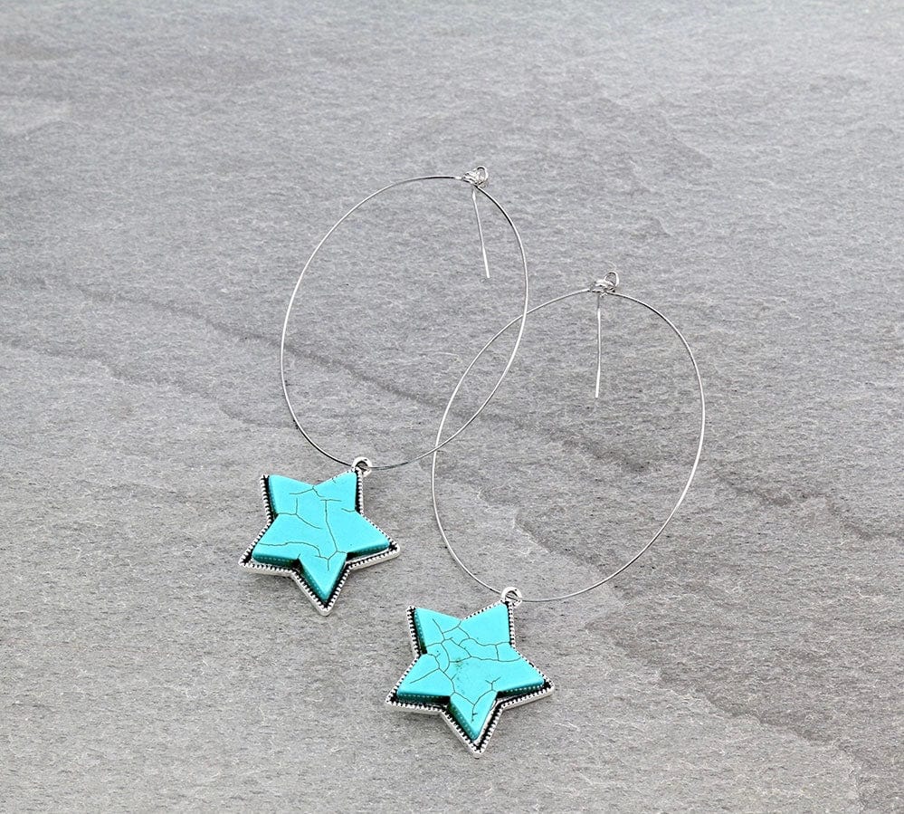 Large turquoise star hoop earrings Southwest Bedazzle jewelz