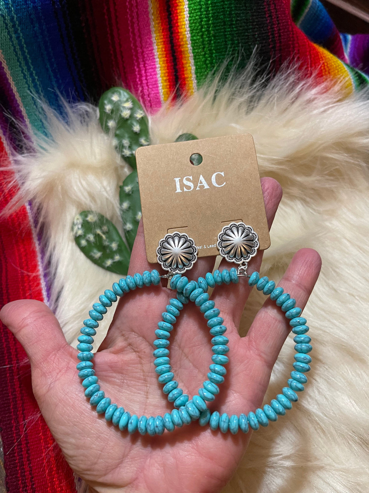 Large Turquoise teardrop earrings Southwest Bedazzle jewelz