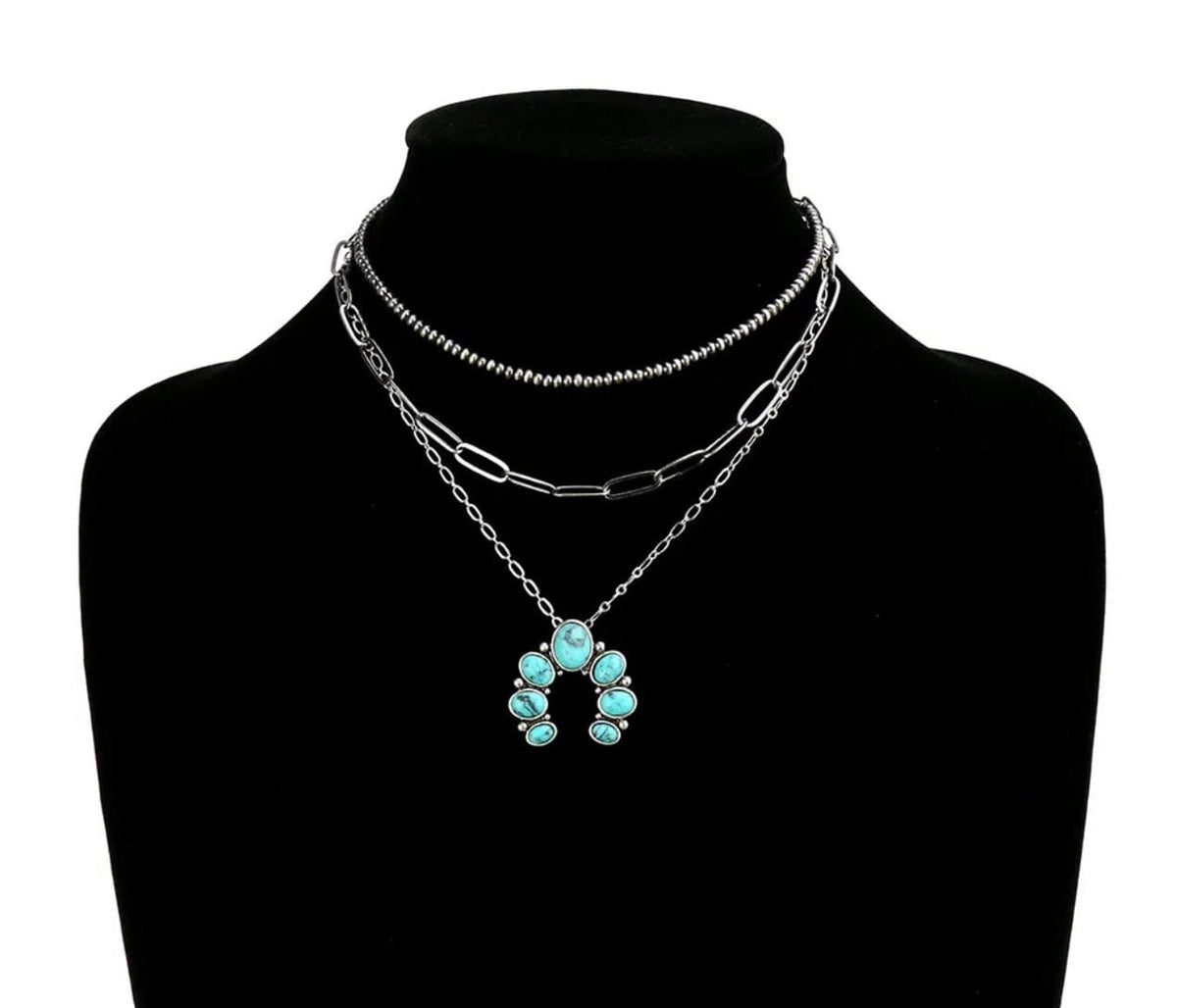 Layered Squash chain NECKLACE Southwest Bedazzle jewelz