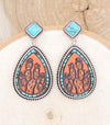 Leather cactus turquoise earrings Southwest Bedazzle jewelz
