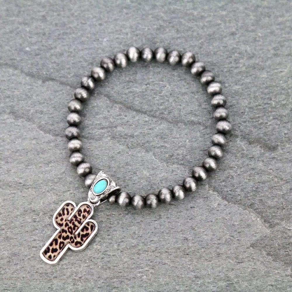 Leopard cactus stretch bracelet Southwest Bedazzle jewelz
